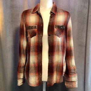 Studded Flannel Button Up